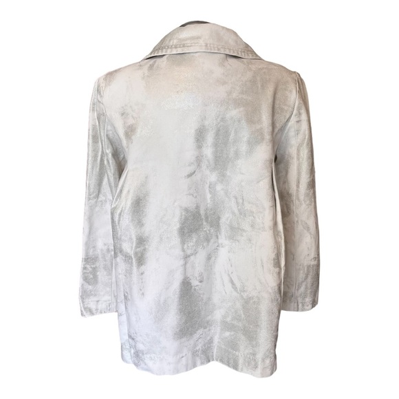 Kenar White Denim Swing Jacket with Silver Metallic Paint Brush Finish - Picture 11 of 16